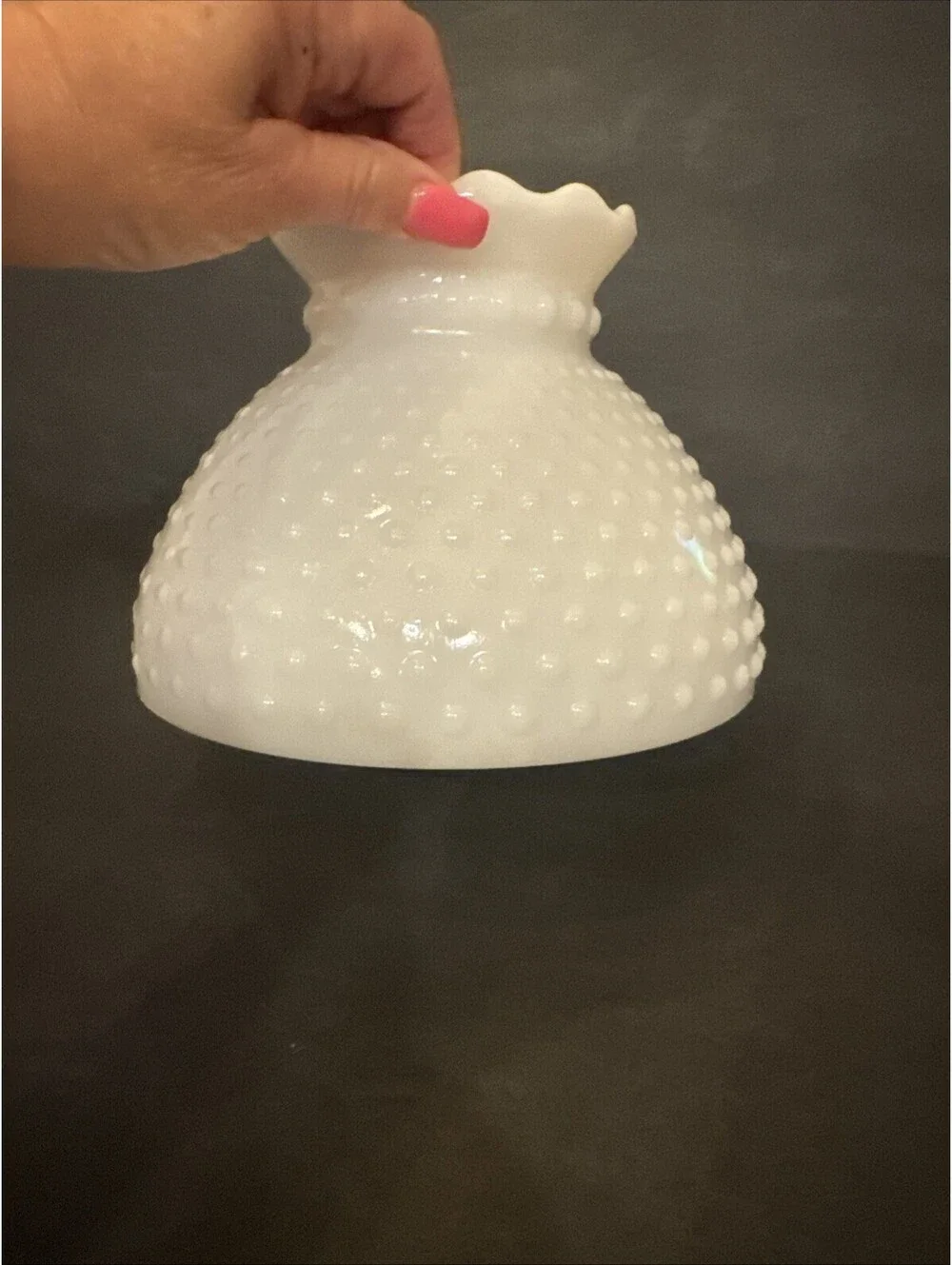 Vintage Milk Glass Hobnail Student Oil Lamp Shade 8